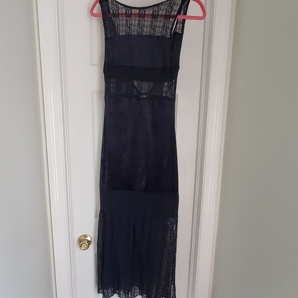 Free people navy velour fitted dress sz small